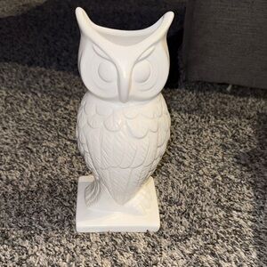 Vintage White Ceramic Owl Figurine Home Accent